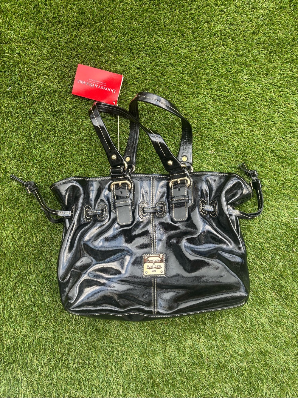 Dooney & Bourke Black Patent Leather Tote Bag